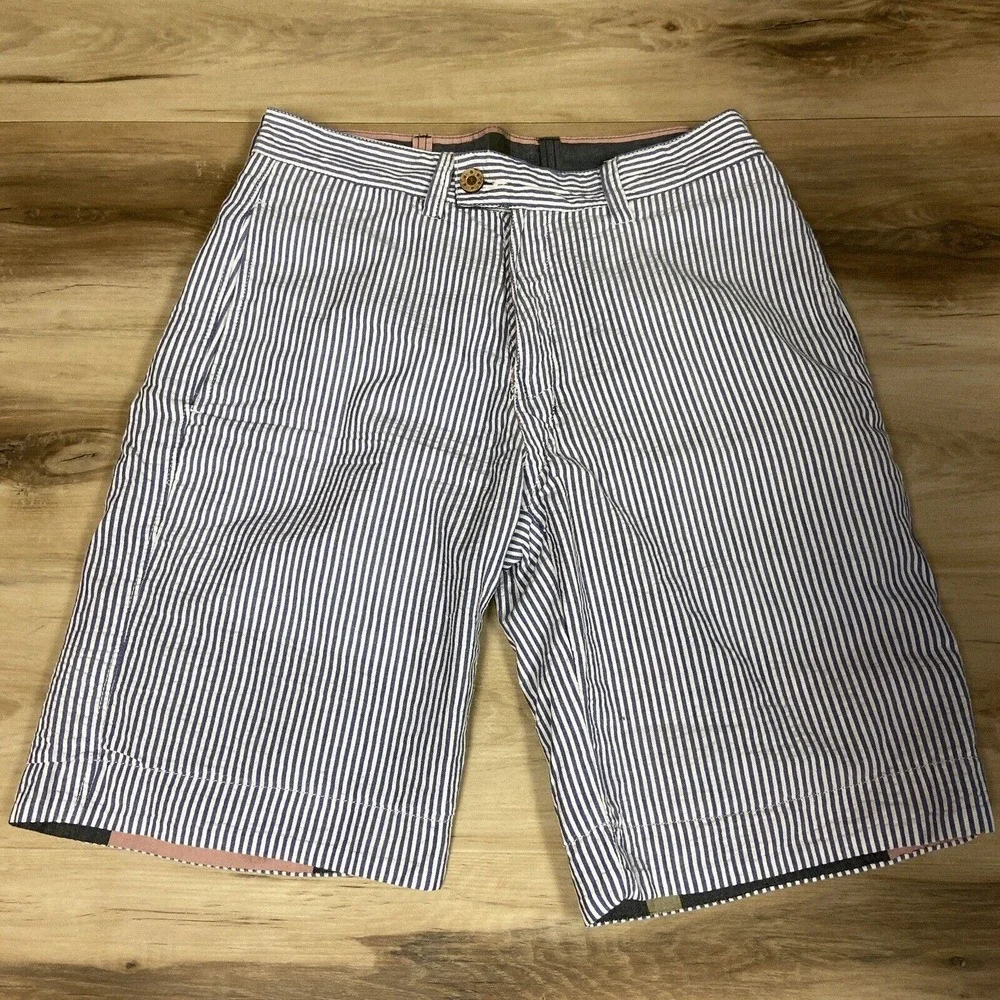Washed Stoned & Beaten Shorts Mens 30 Seersucker Reversible Plaid